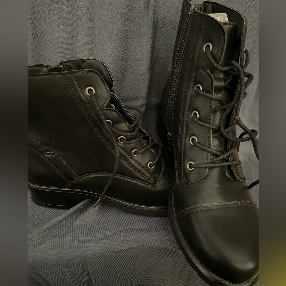 Madden Girl. Black combat boots. Women’s size 8.5.